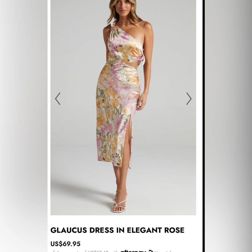 Aussie style satin tie-side cutout cocktail dress, sherbet colored floral